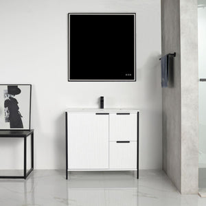 Blossom Zurich 36" Vanity – Glossy White & Metal Grey with Soft-Close Drawers & Ample Storage