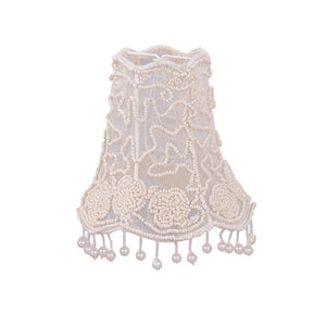 Crystorama 5" Pearl Beaded Shade w/ Dangling Pearls Cream Mini Shade 2SH