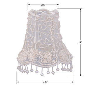 Crystorama 5" Pearl Beaded Shade w/ Dangling Pearls Cream Mini Shade 2SH