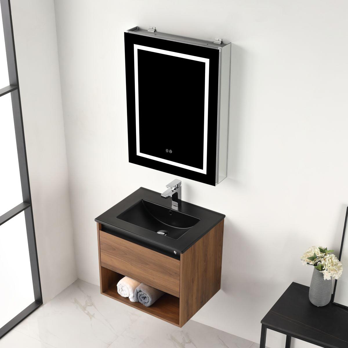 Blossom Bergen 24" Vanity with Dual LED Illumination - Adjustable Lighting and Soft-Closing Drawer