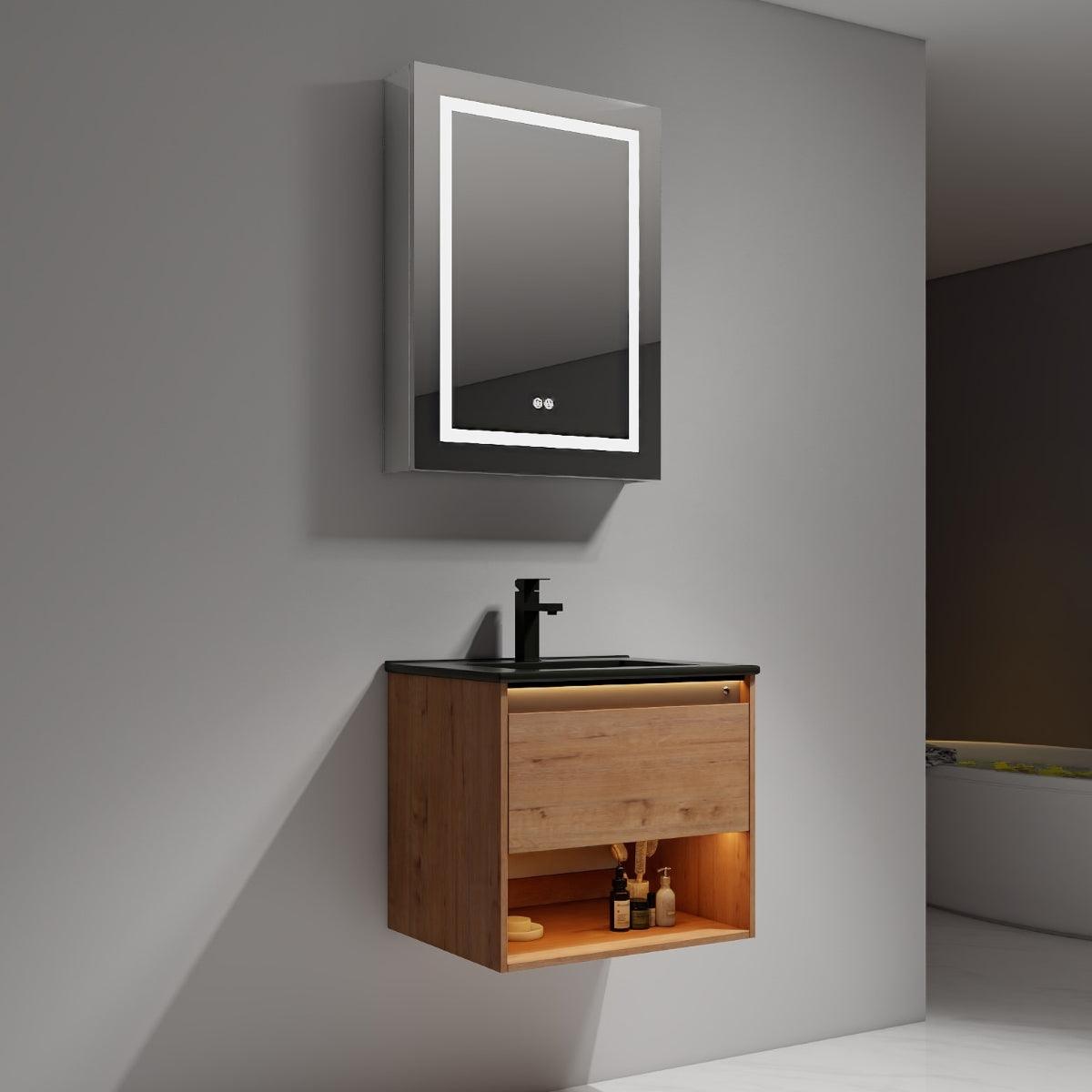 Blossom Bergen 24" Vanity with Dual LED Illumination - Adjustable Lighting and Soft-Closing Drawer