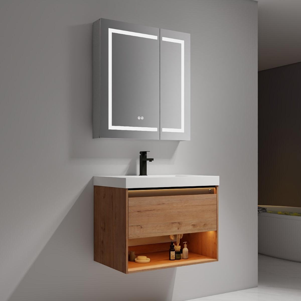 Blossom Bergen 30" Vanity with Dual LED Illumination - Adjustable Lighting and Sleek Storage Design