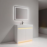 Blossom Capri 36″ Vanity with Dual LED Illumination - Glossy White & Classic Oak