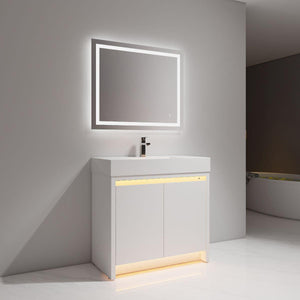 Blossom Capri 36″ Vanity with Dual LED Illumination - Glossy White & Classic Oak