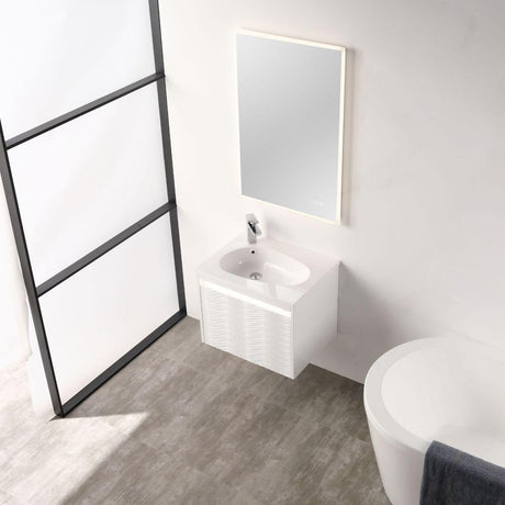 Blossom Voyage 24″ Vanity, Droplet-Shaped Basin - LED Illuminated & Wave-Front Design