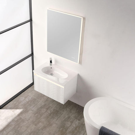 Blossom Voyage 30″ Vanity with Droplet-Shaped Basin - LED Illuminated & Unique Wave-Front Design