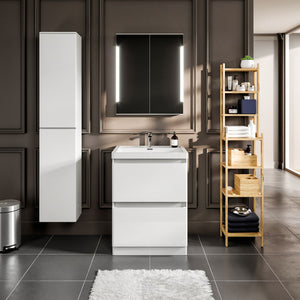 Glazzy 24 in. White Single Sink Bath Vanity with Acrylic Top and Integrated Sink