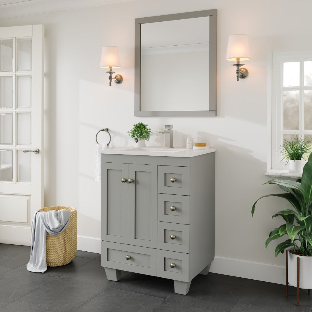 Acclaim 24 in. Gray Single Sink Bath Vanity with Carrara Quartz Top and Undermount Porcelain Sink