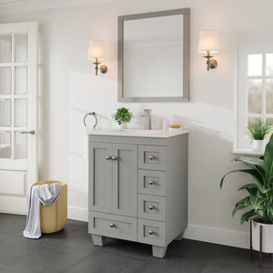 Acclaim 24 in. Gray Single Sink Bath Vanity with Carrara Quartz Top and Undermount Porcelain Sink