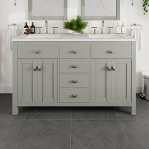 Artemis 60 in. Gray Double Sink  Bath Vanity with Engineered Top and Undermount Porcelain Sinks