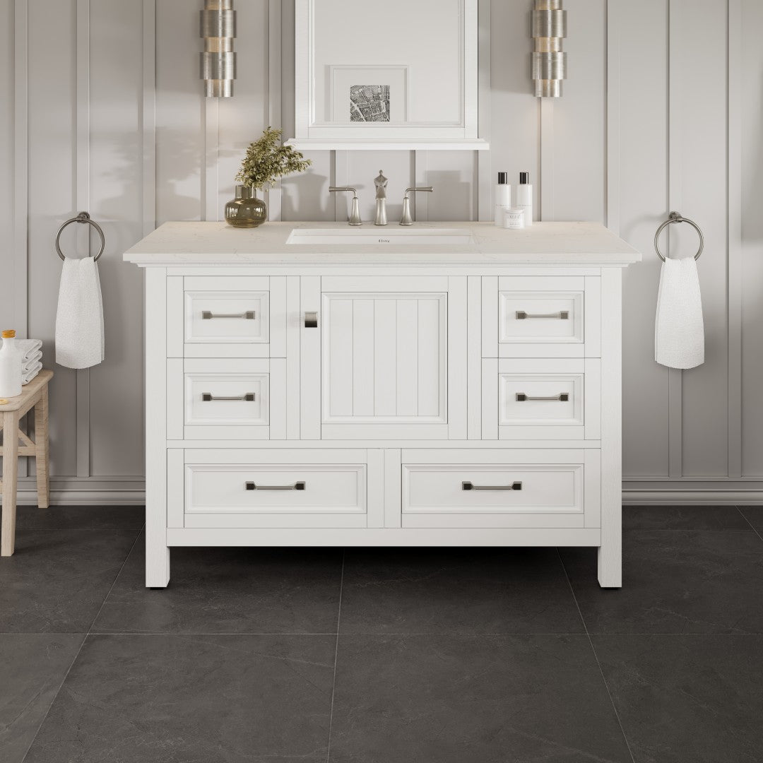 Britney 42 in. White Single Sink Bath Vanity with Carrara Quartz Top and Undermount Porcelain Sink