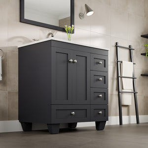 Acclaim 30 in. Dark Gray Single Sink Bath Vanity with Carrara Quartz Top and Undermount Porcelain Sink
