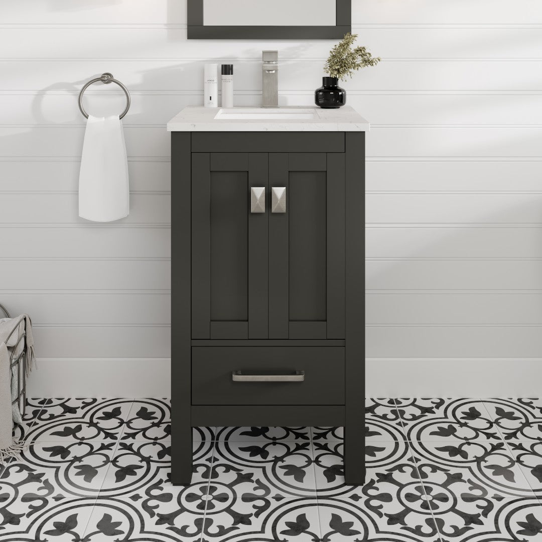 London 20 in. Espresso Single Sink Bath Vanity with Carrara Quartz Top and Undermount Porcelain Sink
