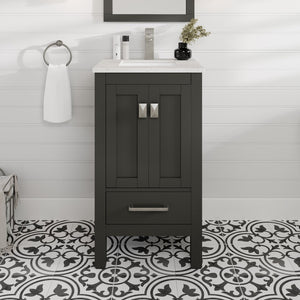 London 20 in. Espresso Single Sink Bath Vanity with Carrara Quartz Top and Undermount Porcelain Sink