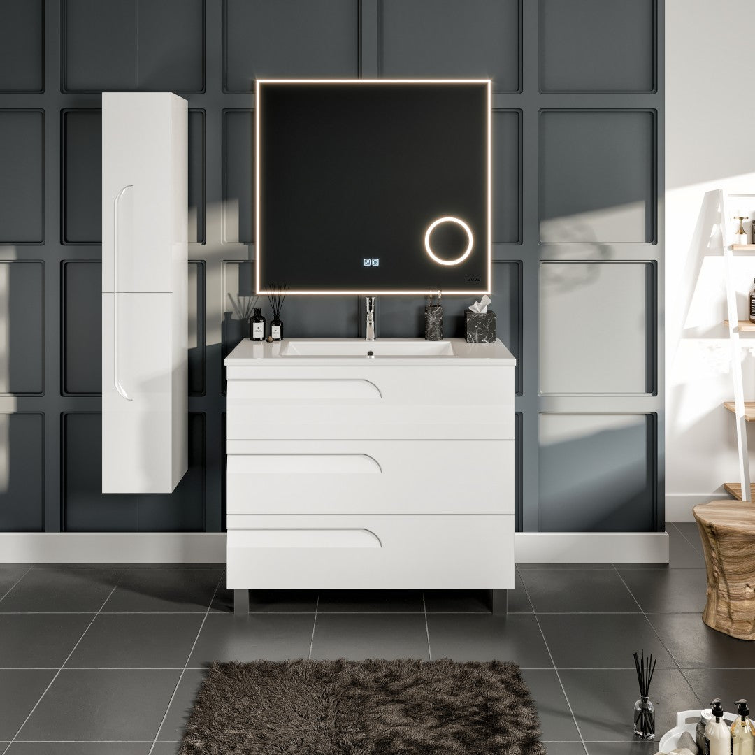 Joy 40 in. White Single Sink Bath Vanity with Porcelain Top and Integrated Sink