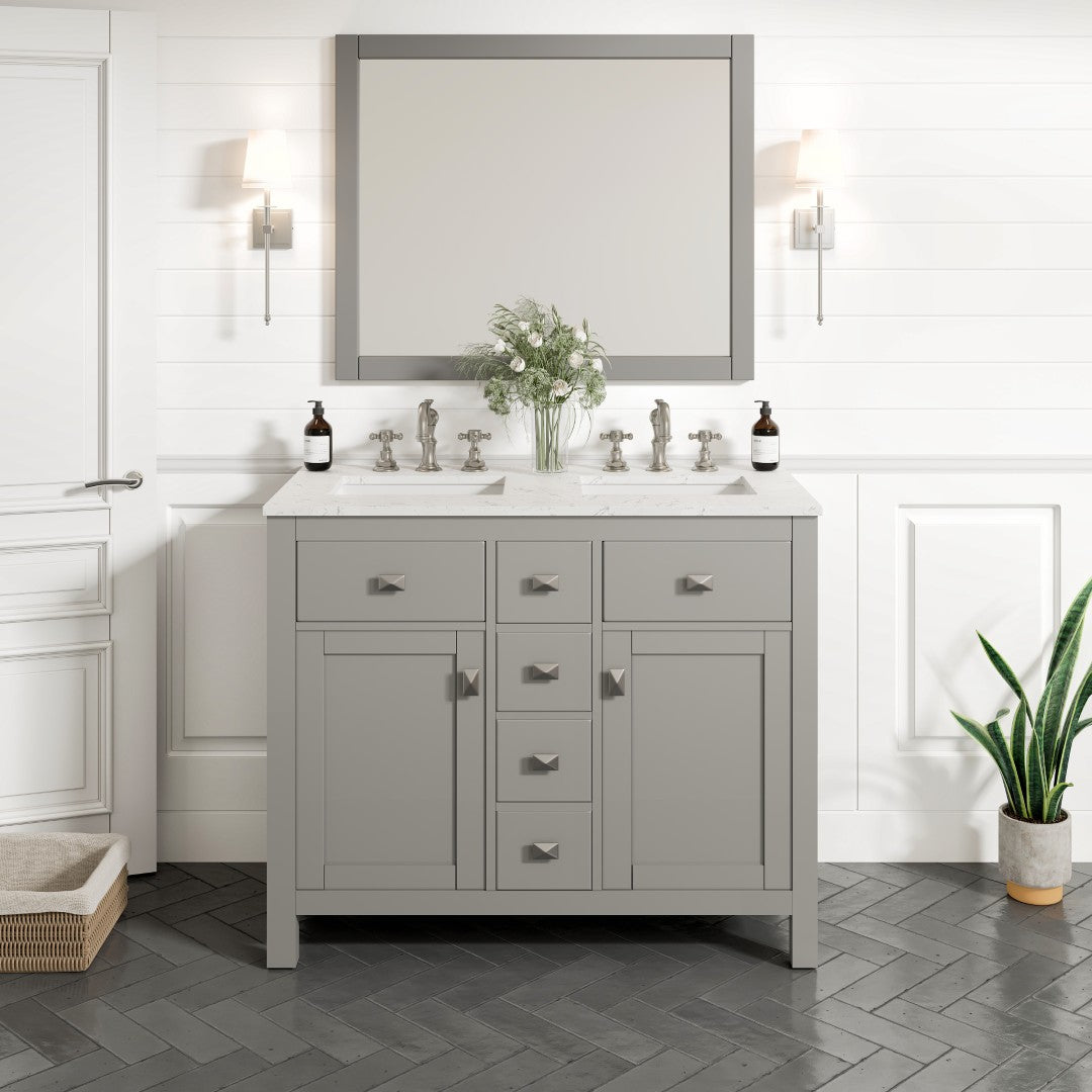 Artemis 44 in. Gray Double Sink  Bath Vanity with Engineered Top and Undermount Porcelain Sinks