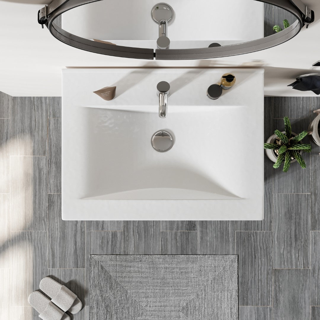 Stone 24 in. White Single Sink Bath Vanity with Porcelain Top and Integrated Sink