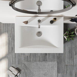 Stone 24 in. White Single Sink Bath Vanity with Porcelain Top and Integrated Sink