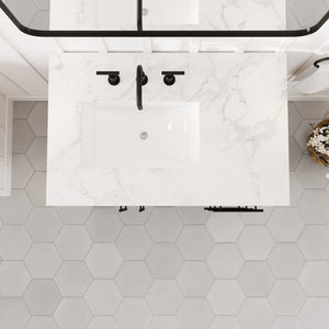 Graham 36 in. Oak Single Sink Bath Vanity with Arabescato Engineered Stone Top and Undermount Porcelain Sink