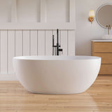 New England Home Goods 59" White Large Capacity Freestanding Deep Soaking Acrylic Bathtub