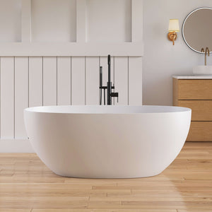 New England Home Goods La 59" Freestanding Tub in White - Stone Resin Solid Surface