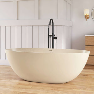 New England Home Goods Tulum 65" Freestanding Tub in Milk Coffee - Stone Resin Solid Surface