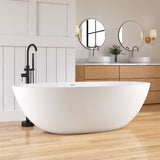 New England Home Goods 71" Classic Large Capacity Solid Surface Stone Resin Freestanding Soaking Bahtutb