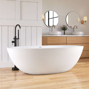 New England Home Goods Kuta 71" Freestanding Tub in White - Stone Resin Solid Surface