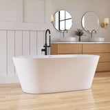 New England Home Goods 63" Modern Rectangular Freestanding Solid Surface Resin Stone Soaking Bathtub