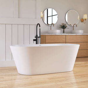 New England Home Goods Aconcagua 63" Freestanding Tub in White - Stone Resin Solid Surface