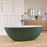 New England Home Goods 65" Green Oval Luxury Freestanding Solid Surface Resin Stone Soaking Tub
