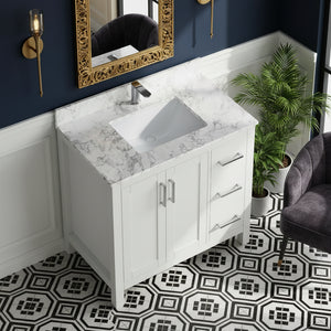 New England Home Goods Cannon 36" Single Sink Vanity in White - Engineered Wood; Stone Top