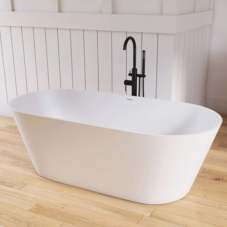 New England Home Goods Cancun 67" Freestanding Tub in White - Stone Resin Solid Surface