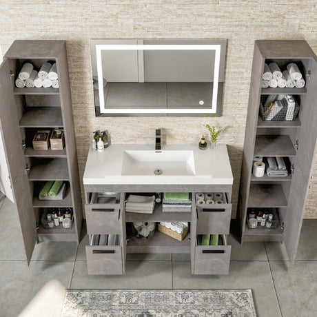 Lugano 48 in. Concrete Gray Single Sink Bath Vanity with Acrylic Top and Integrated Sink