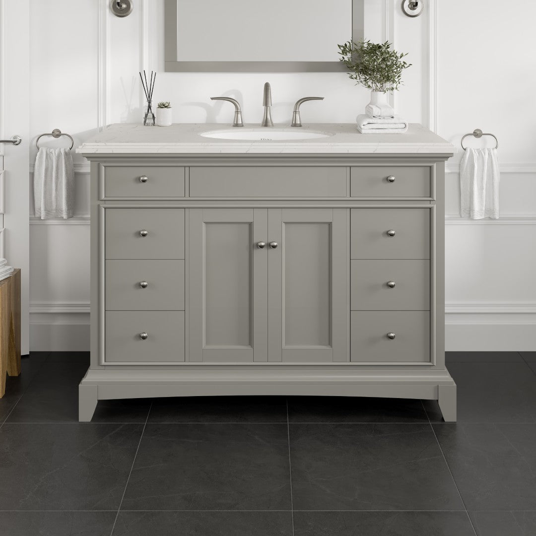 Elite Stamford 42 in. Gray Single Sink Bath Vanity with Carrara Quartz Top and Undermount Porcelain Sink