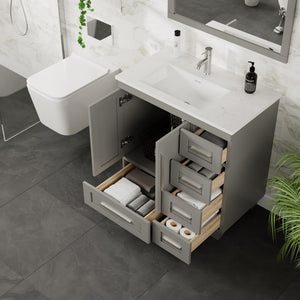 Loon 30 in. Gray Single Sink Bath Vanity with Carrara Quartz Top and Undermount Porcelain Sink