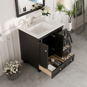 Acclaim 28 in. Espresso Single Sink Bath Vanity with Carrara Quartz Top and Undermount Porcelain Sink