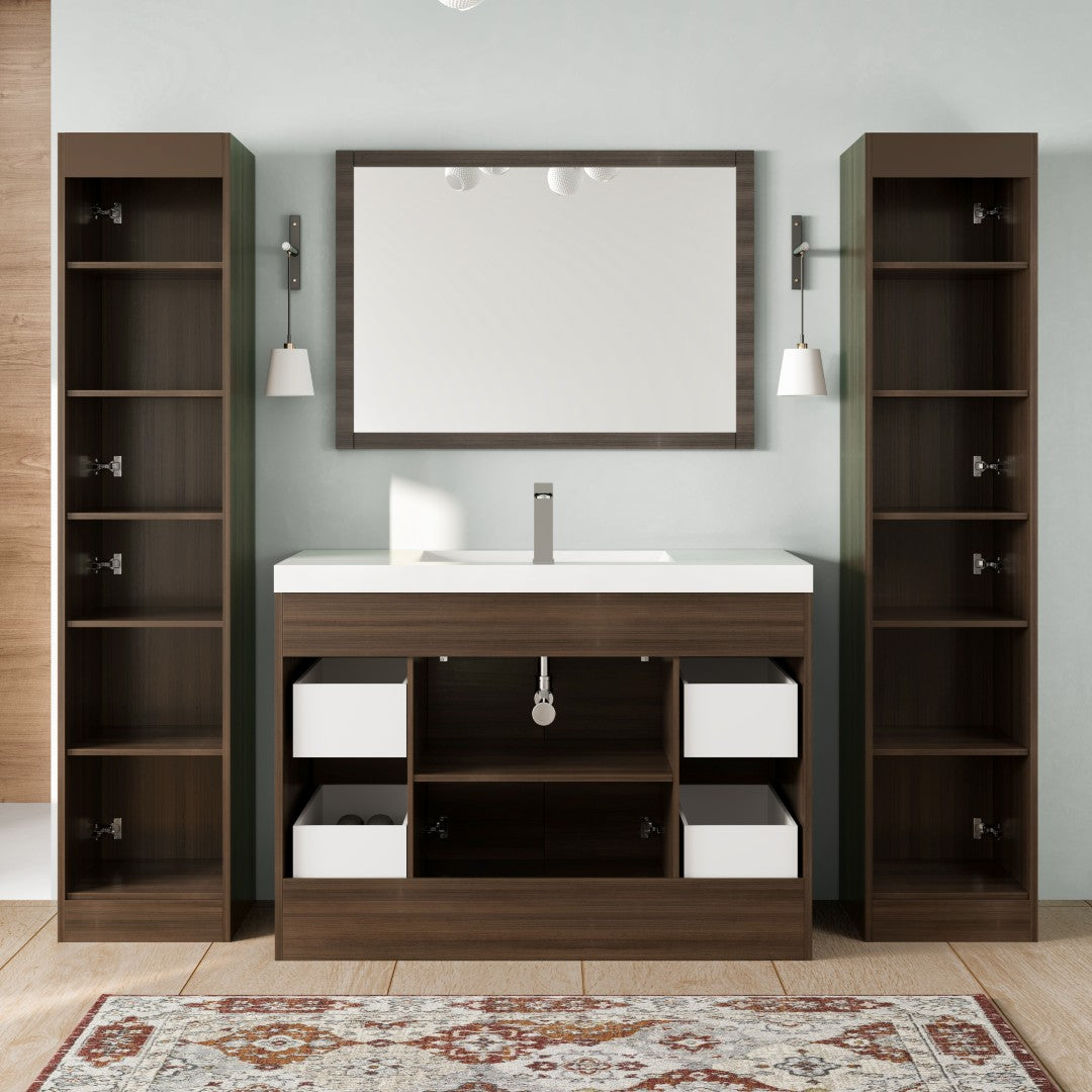 Lugano 48 in. Gray Oak Single Sink Bath Vanity with Acrylic Top and Integrated Sink