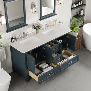 Britney 72 in. Ash Blue Double Sink  Bath Vanity with Carrara Quartz Top and Undermount Porcelain Sinks