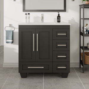 Loon 30 in. Espresso Single Sink Bath Vanity with Carrara Quartz Top and Undermount Porcelain Sink
