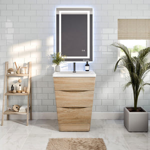 Victoria 25 in. White Oak Single Sink Bath Vanity with Acrylic Top and Integrated Sink