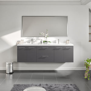 Axis 72 in. Gray Wall Mount Double Sink  Bath Vanity with Acrylic Top and Integrated Sinks