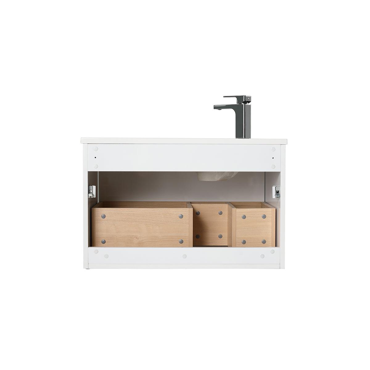 Blossom Thun 30″ Vanity with Droplet-Shaped Basin - LED Illuminated & 3D Diamond Pattern Design