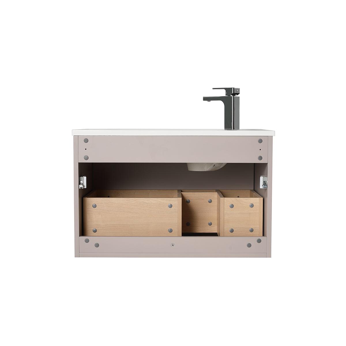 Blossom Thun 30″ Vanity with Droplet-Shaped Basin - LED Illuminated & 3D Diamond Pattern Design