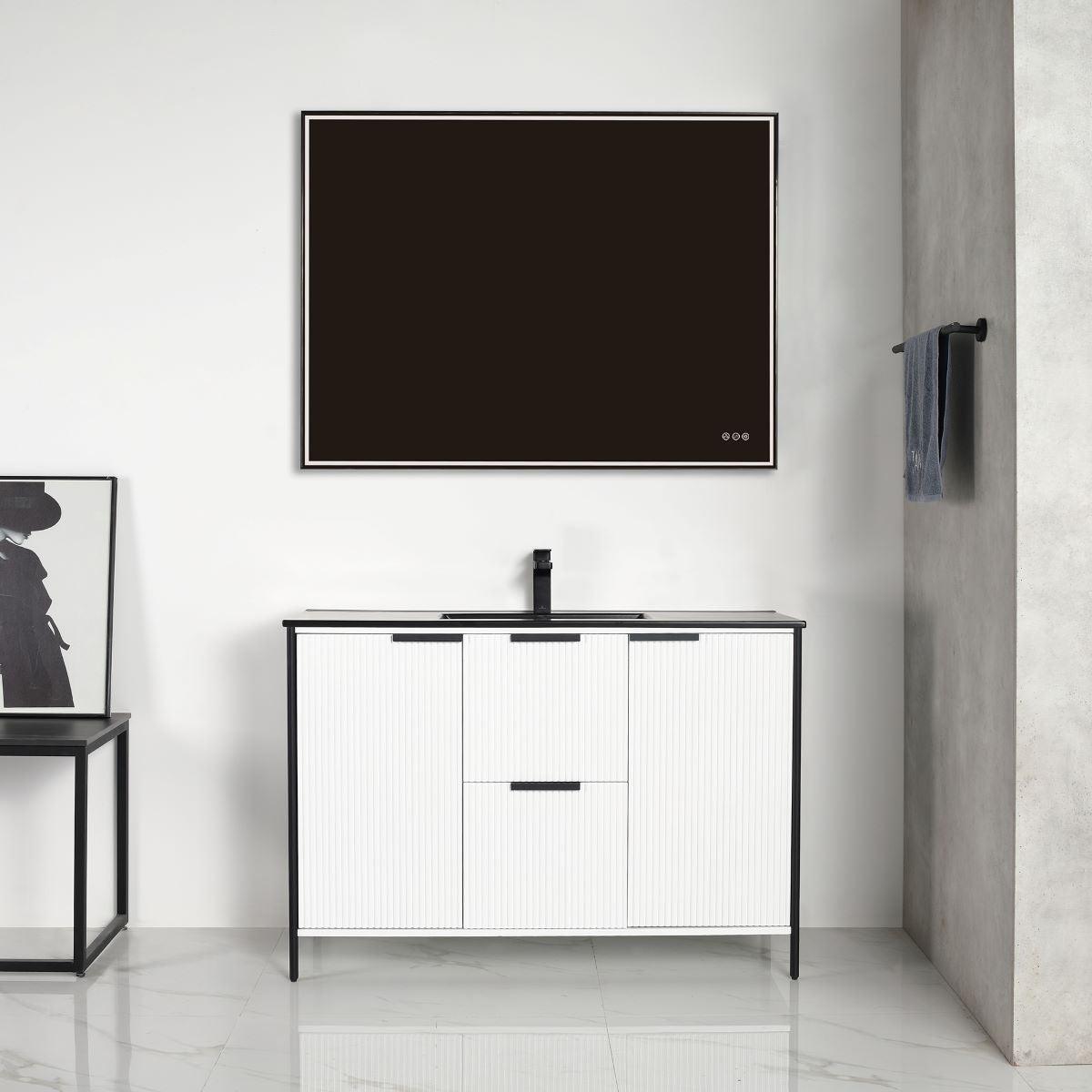 Blossom Zurich 48" Vanity – Double Sink Compatible in Glossy White & Metal Grey