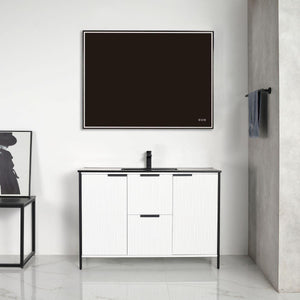 Blossom Zurich 48" Vanity – Double Sink Compatible in Glossy White & Metal Grey