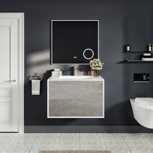 Vienna 36 in. Concrete Gray Wall Mount Single Sink Bath Vanity with Acrylic Top and Integrated Sink
