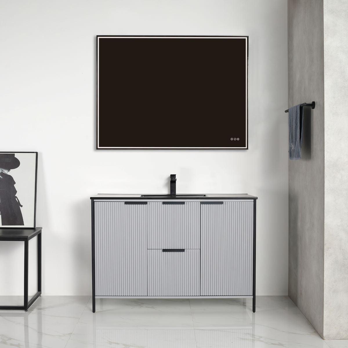 Blossom Zurich 48" Vanity – Double Sink Compatible in Glossy White & Metal Grey