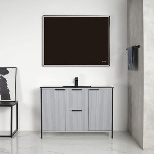 Blossom Zurich 48" Vanity – Double Sink Compatible in Glossy White & Metal Grey