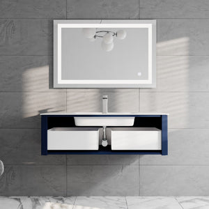 Dolce Vita 48 in. Blue Wall Mount Single Sink Bath Vanity with Solid Surface Top and Integrated Sink